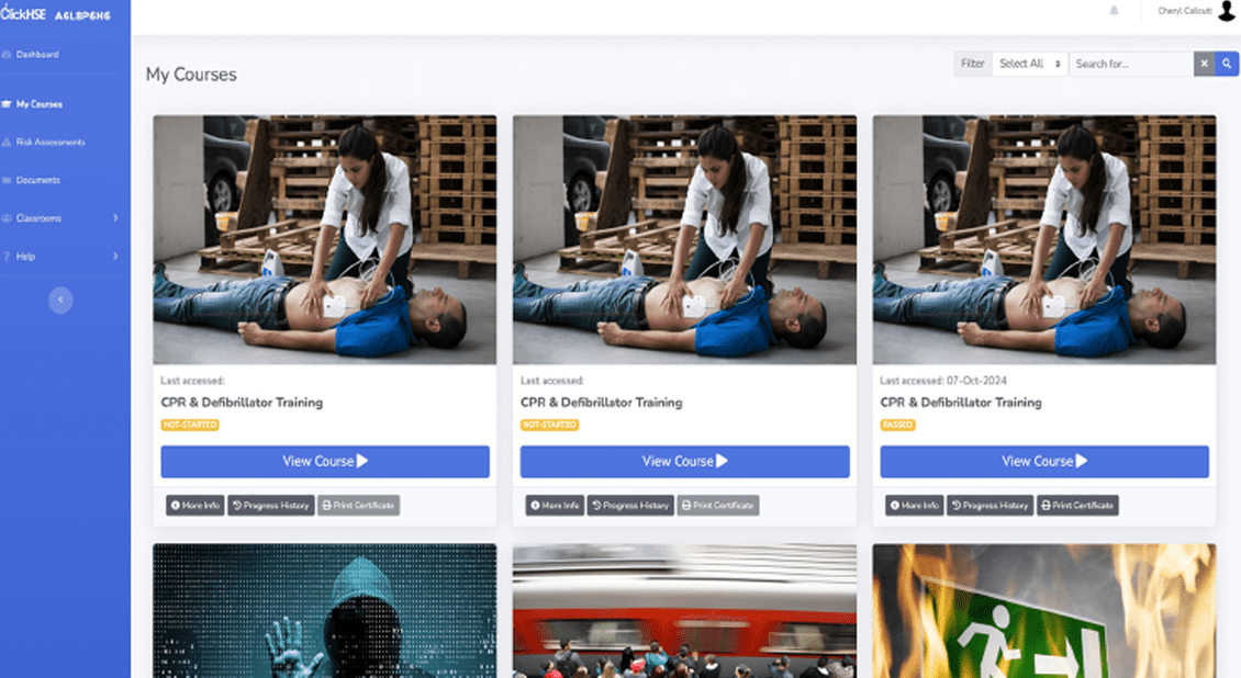 The ClickHSE learning platform dashboard